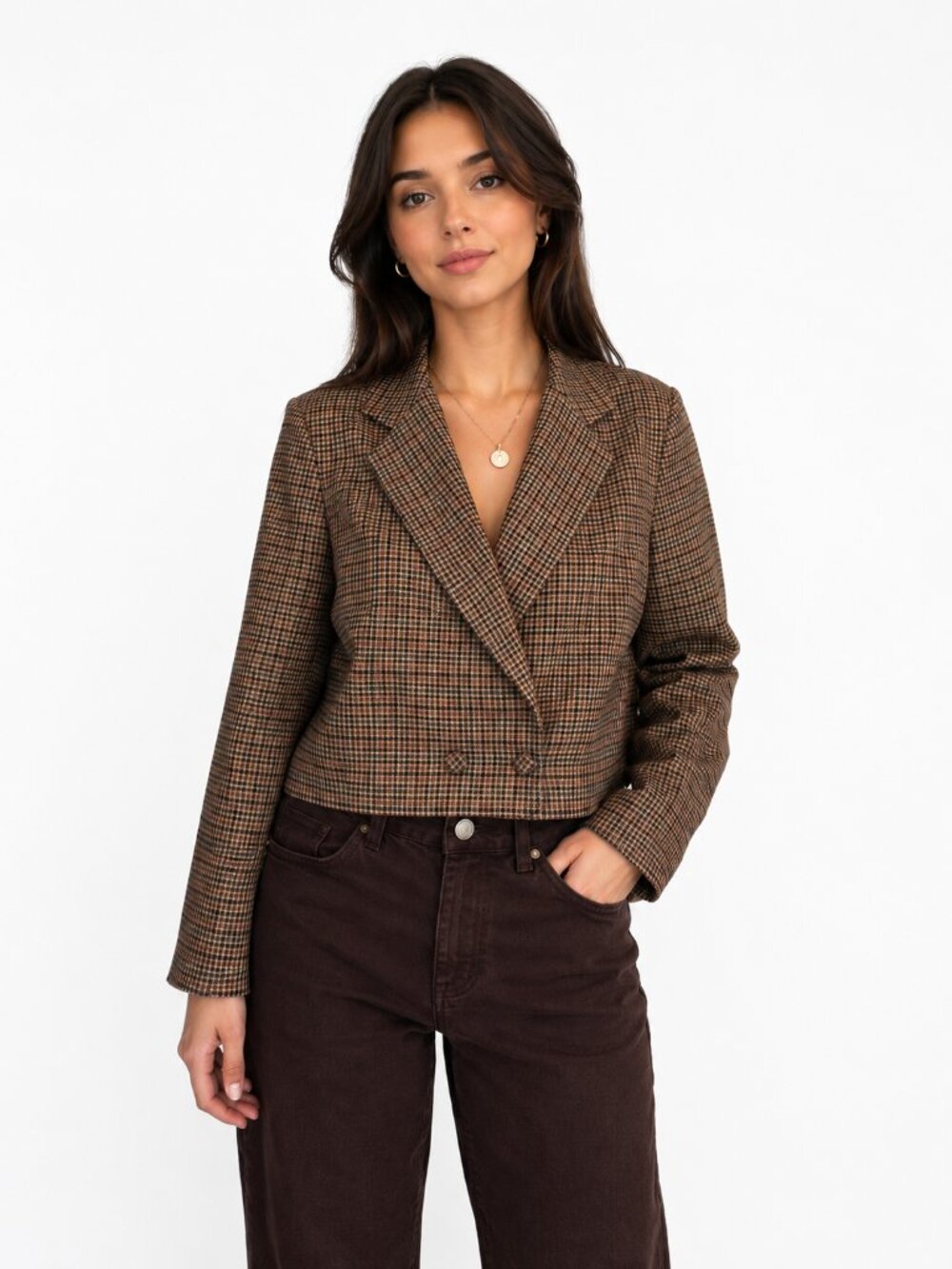 Olivia Rohde Houndstooth Plaid Blazer Jacket Short Lined Size S NWT